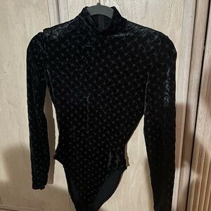 Black Velvet Long Sleeve Bodysuit